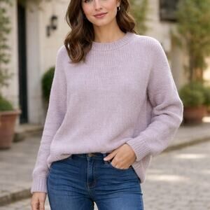 Treasure & Bond x Something Navy SZ L Wool Alpaca Blend Sweater Lilac Blush NWT